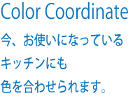 Color Coordinate 今、お使いになっているキッチンにも色を合わせられます。